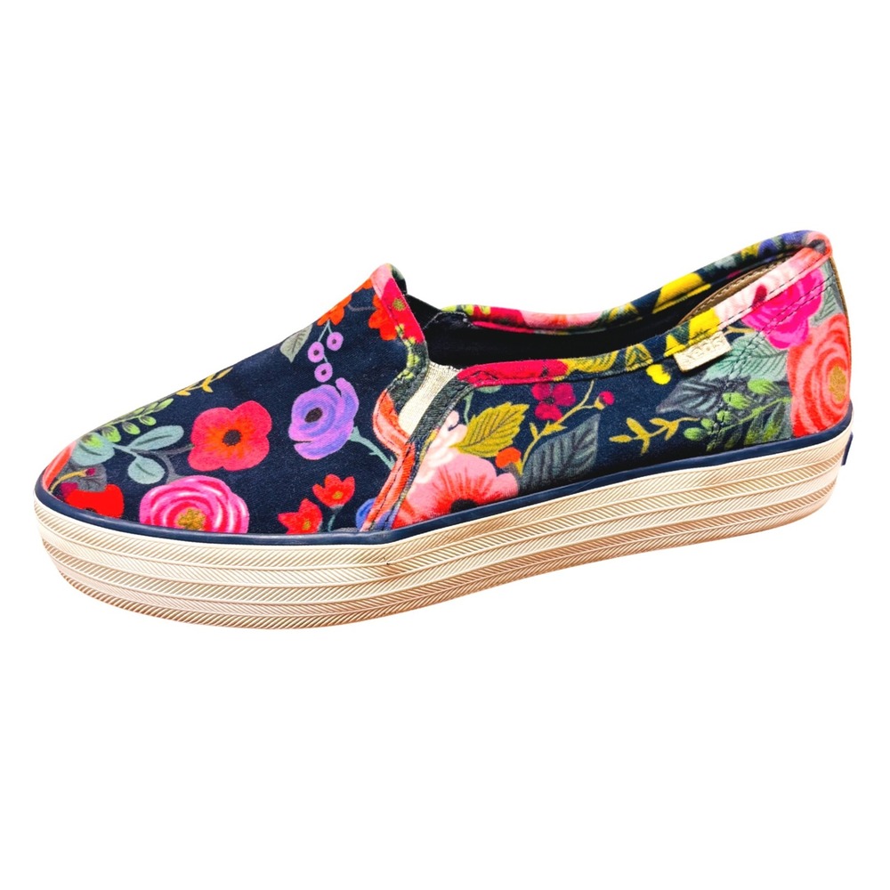 Keds x Rifle Paper Co Triple Decker Floral Slip On Sneakers Navy WF62888 Size 9